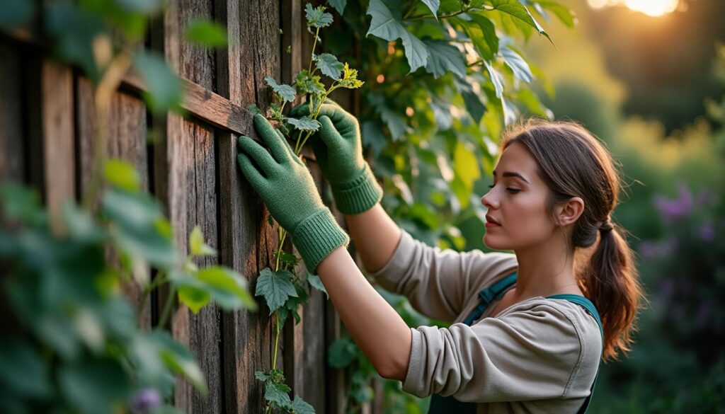 Conseils pour l'entretien des végétaux grimpants sur une clôture de jardin