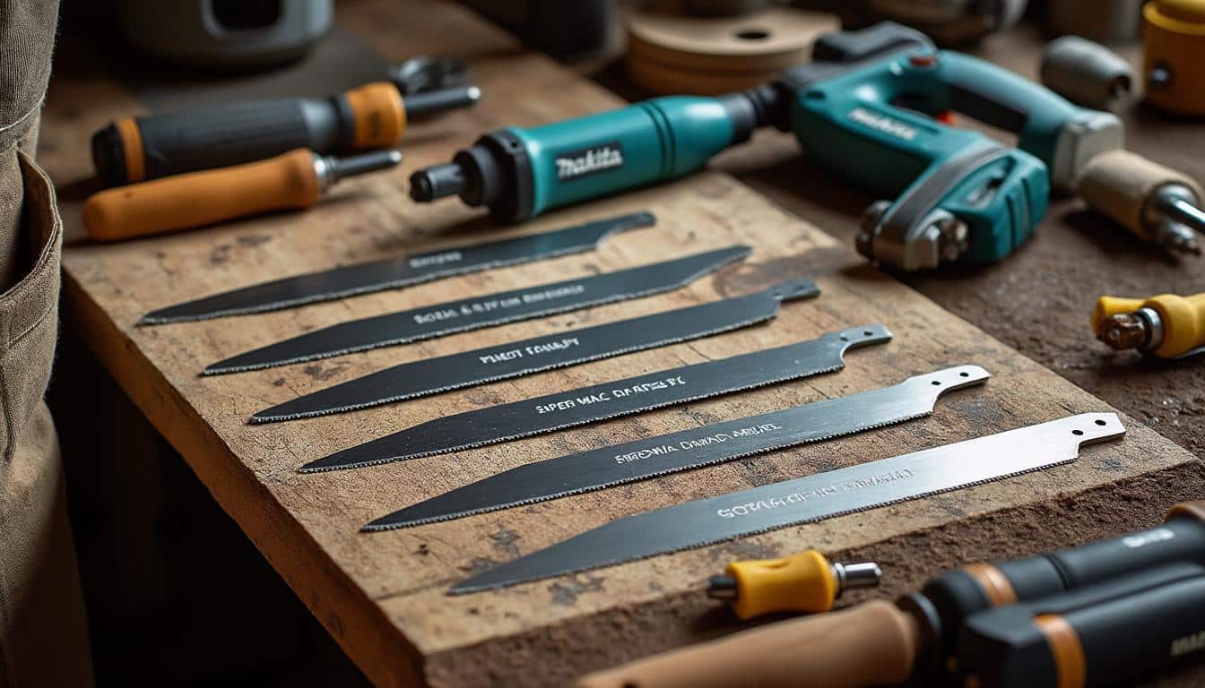 Illustration: Les types de lames pour scie sabre Makita selon les matériaux à couper
